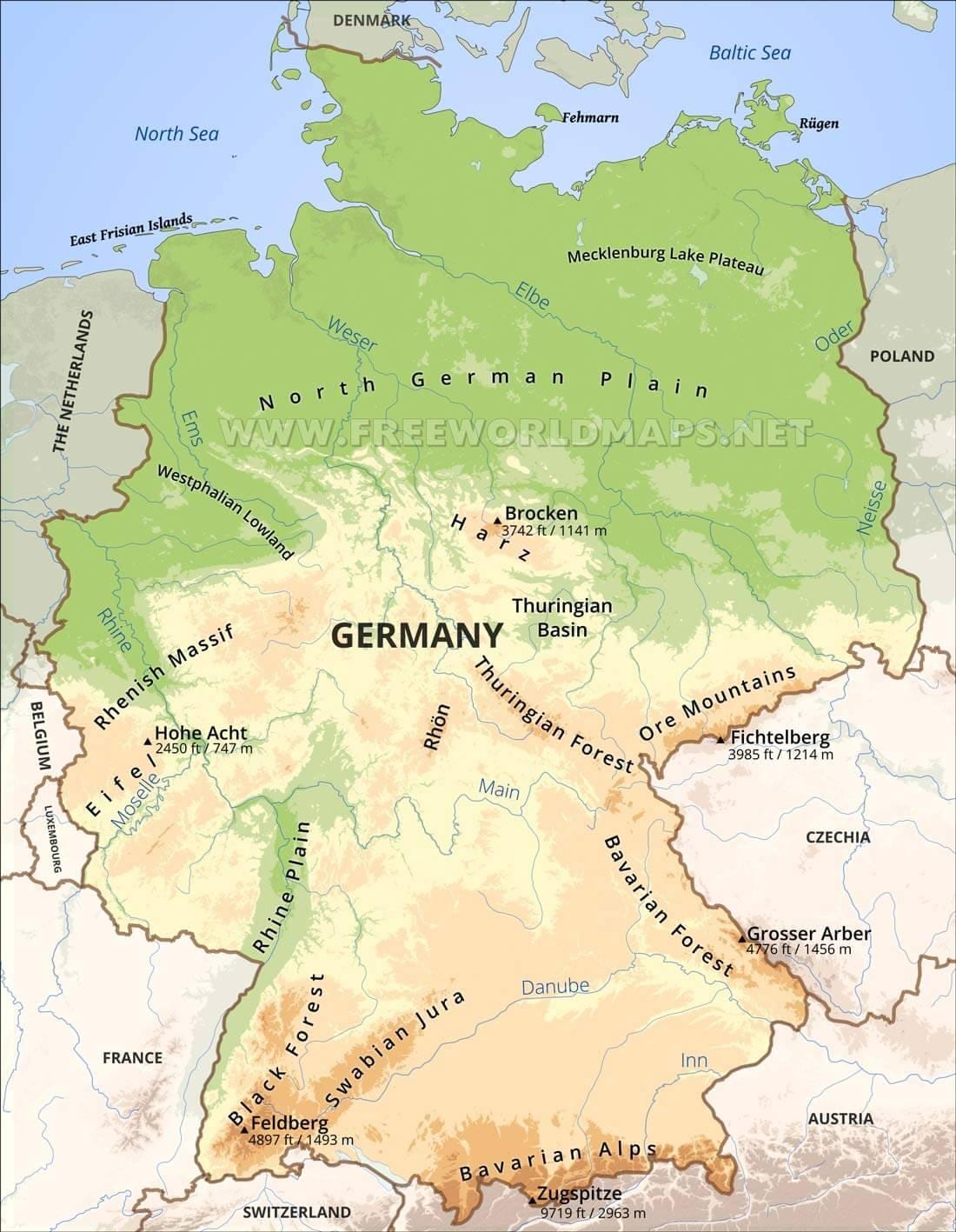 географическая карта Германии