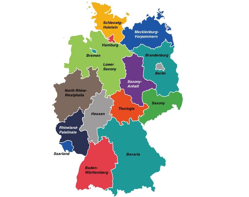 Германия регионы карта