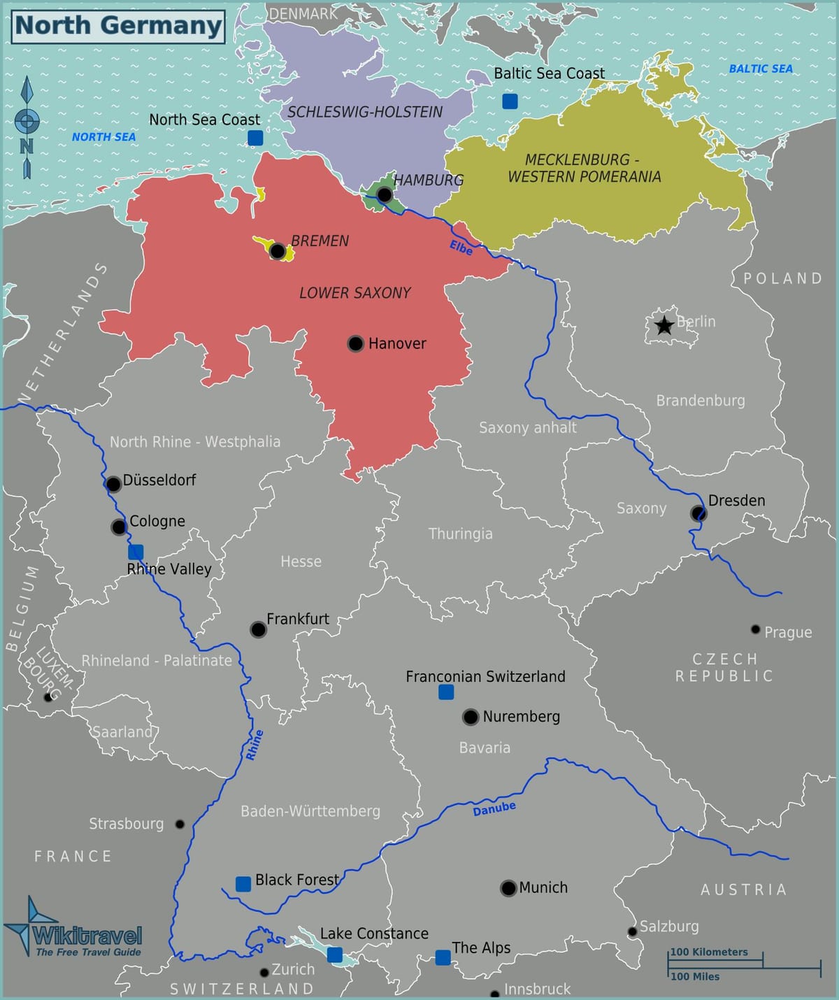 карта Германии побережье