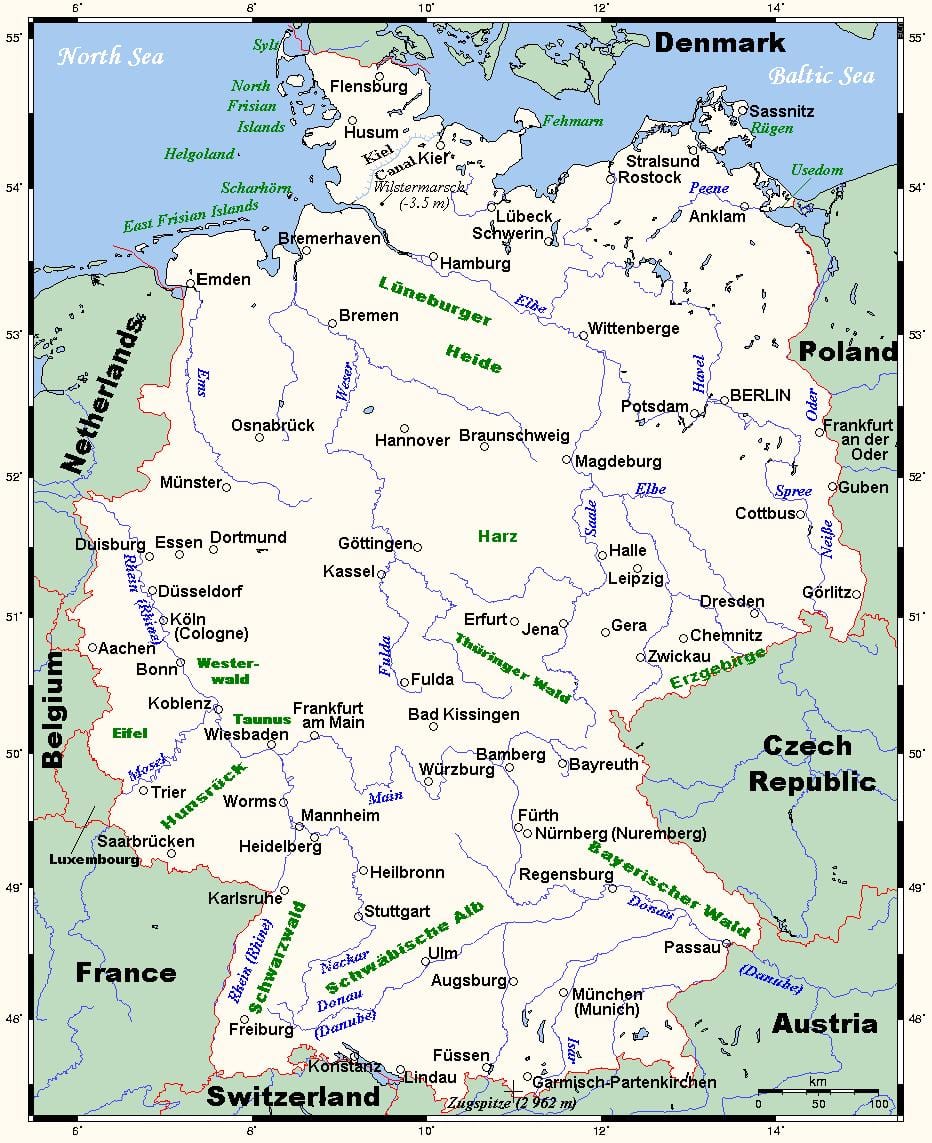 карта Германии реки