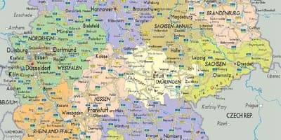 Дорожная карта Германии с городами и поселками