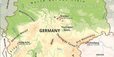 Карта Германии топографическая