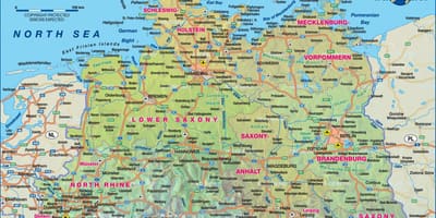 Карта Германии на север