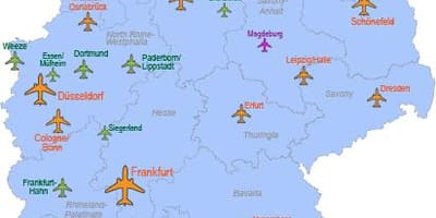 Крупнейшие аэропорты Германии на карте